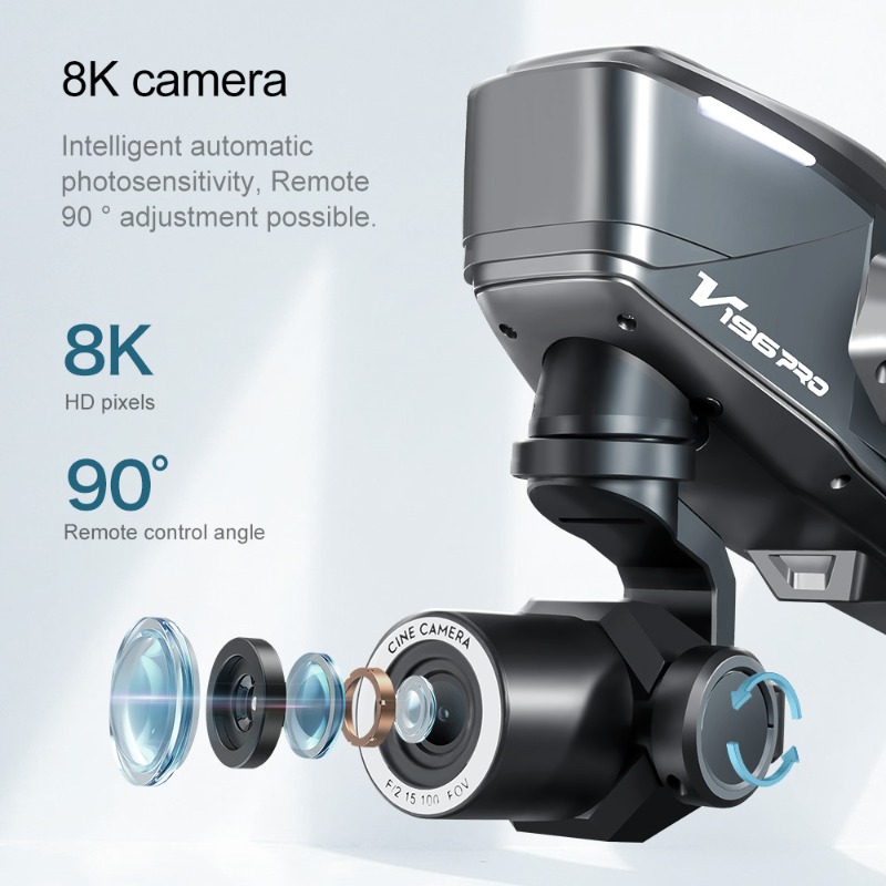 2025 V196 Автоматический дрон  – обзор и цена Drone Camera With Gimbal